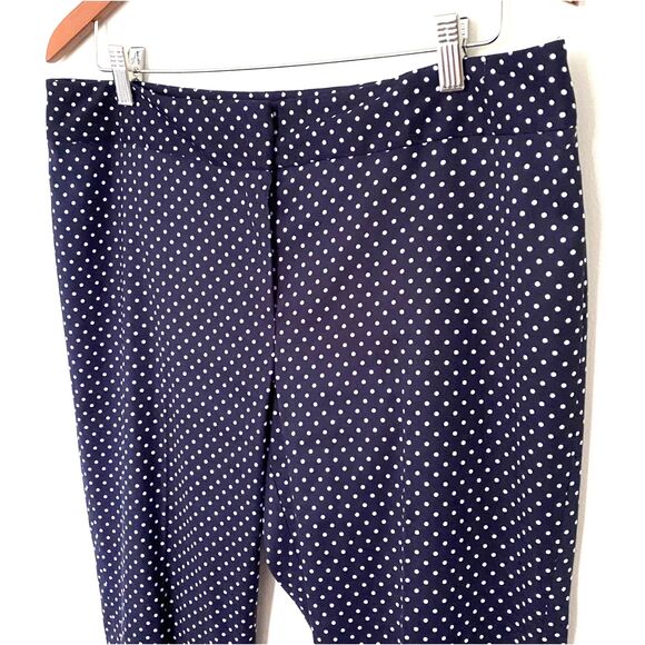 Vintage Jones Studio Navy White Polka Dot Tapered Lightweight Dress Pants Sz 10 - Picture 3 of 7